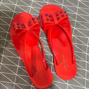 Kate Spade Red Sandals with Purple Embellishments